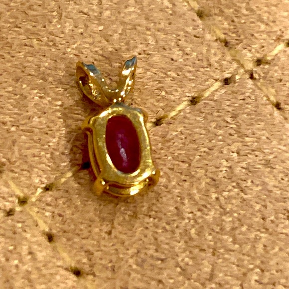 14k Yellow Gold Natural Ruby Pendant - Picture 3 of 4